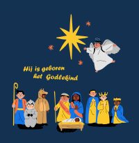 Yellow Navy Blue Cute Illustration Church Christmas Poster